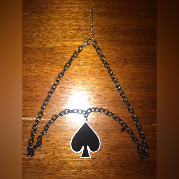 Casino Black Spade Charm Gamble Playing Card Deck Poker Thick Link Chain Pendant - Picture 5 of 8